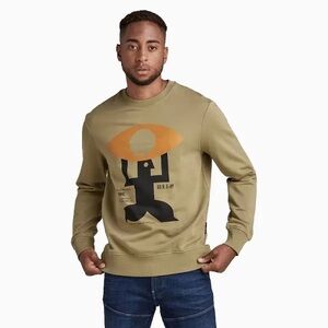 G-Star Raw Men's Graphic Army Green Sweatshirt Size Large